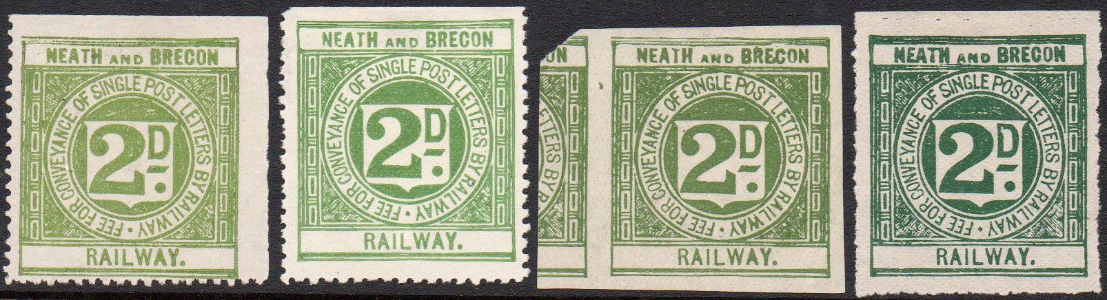 Railway Letter Stamps Neath and Brecon Railway 2nd, 3rd, 4th & 5th issues1891